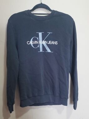 Calvin Klein Jeans Black Crewneck with White Logo Size Small